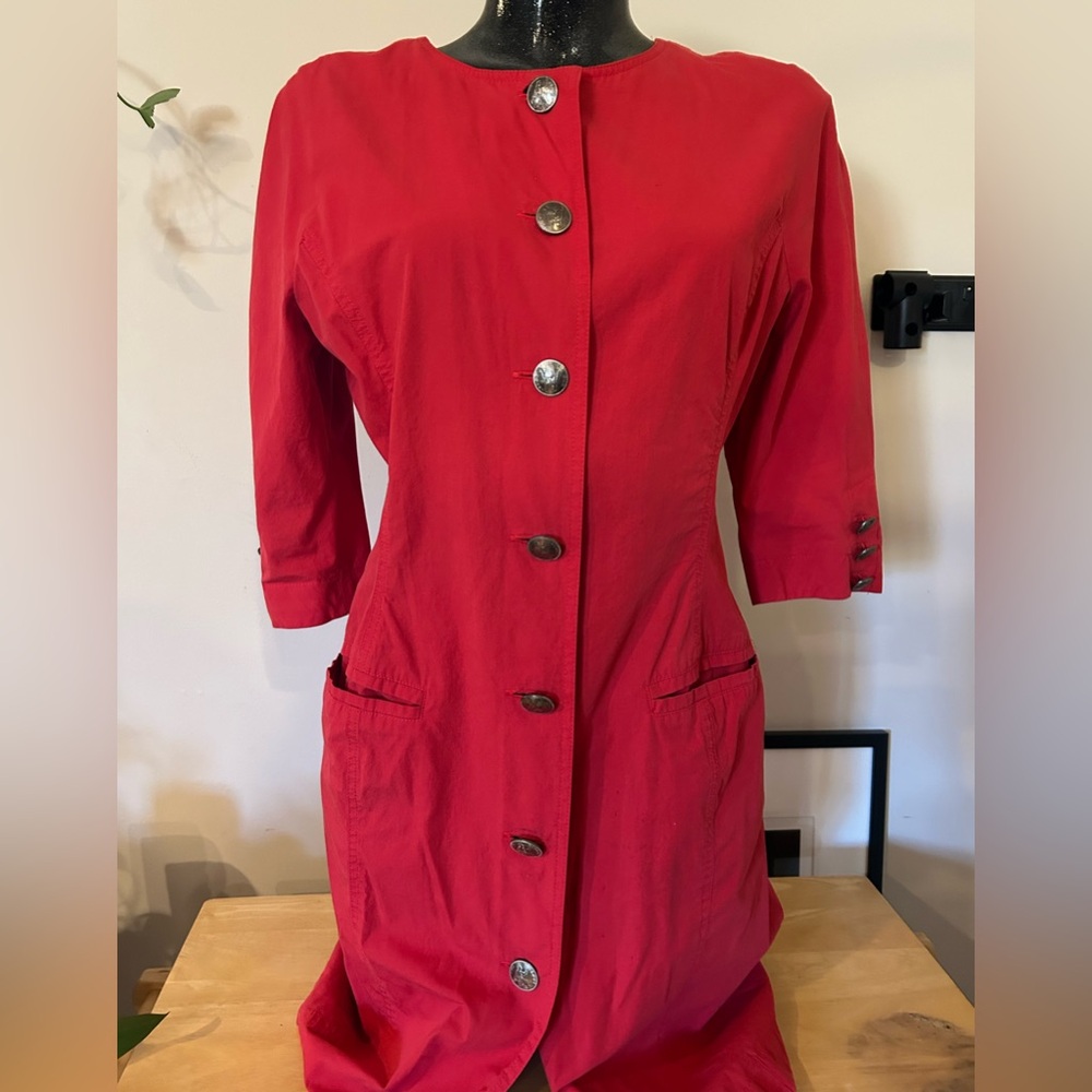 Red Women's Button-Front Coat